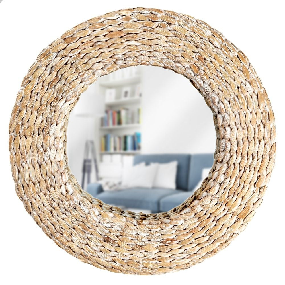 Spectacular handmade wall mirror in water hyacinth, 43 cm