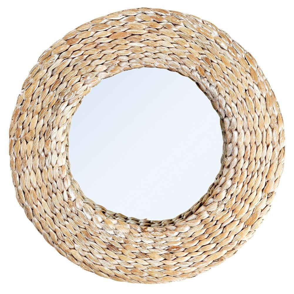 Spectacular handmade wall mirror in water hyacinth, 43 cm