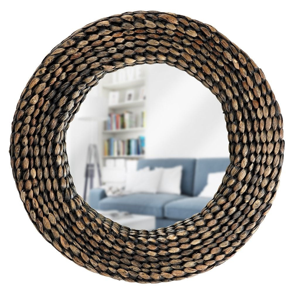 Spectacular wall mirror with handmade water hyacinth frame