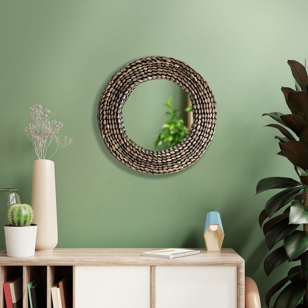 Spectacular wall mirror with handmade water hyacinth frame