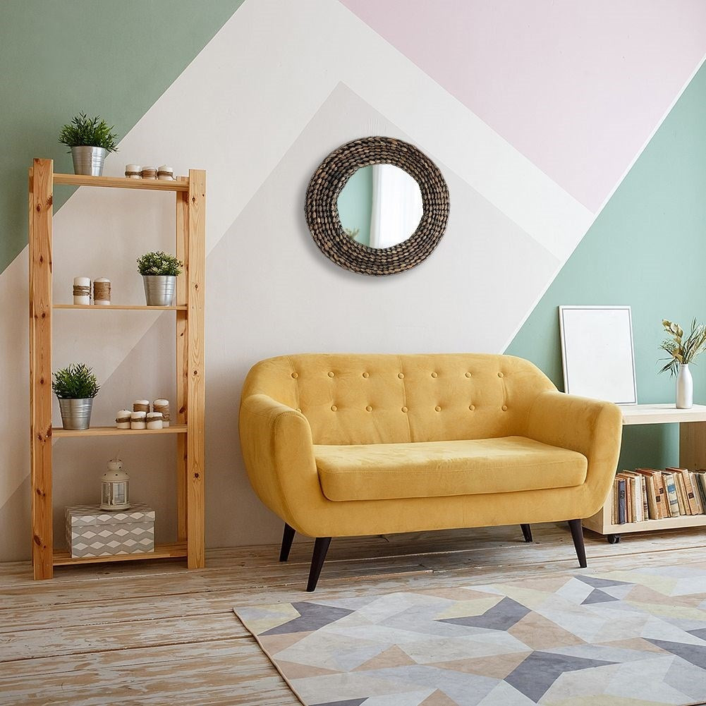 Spectacular wall mirror with handmade water hyacinth frame