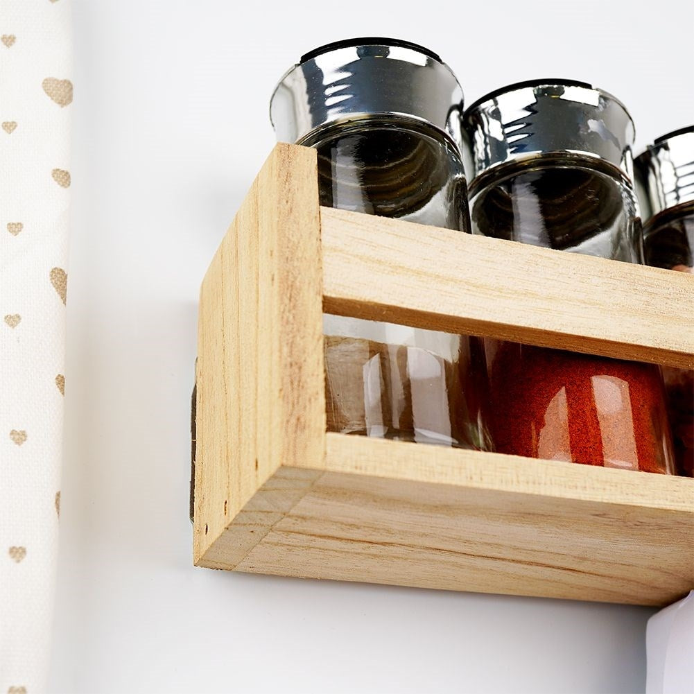 Spice Rack: Five Glass Containers in Wood for Perfect Organization