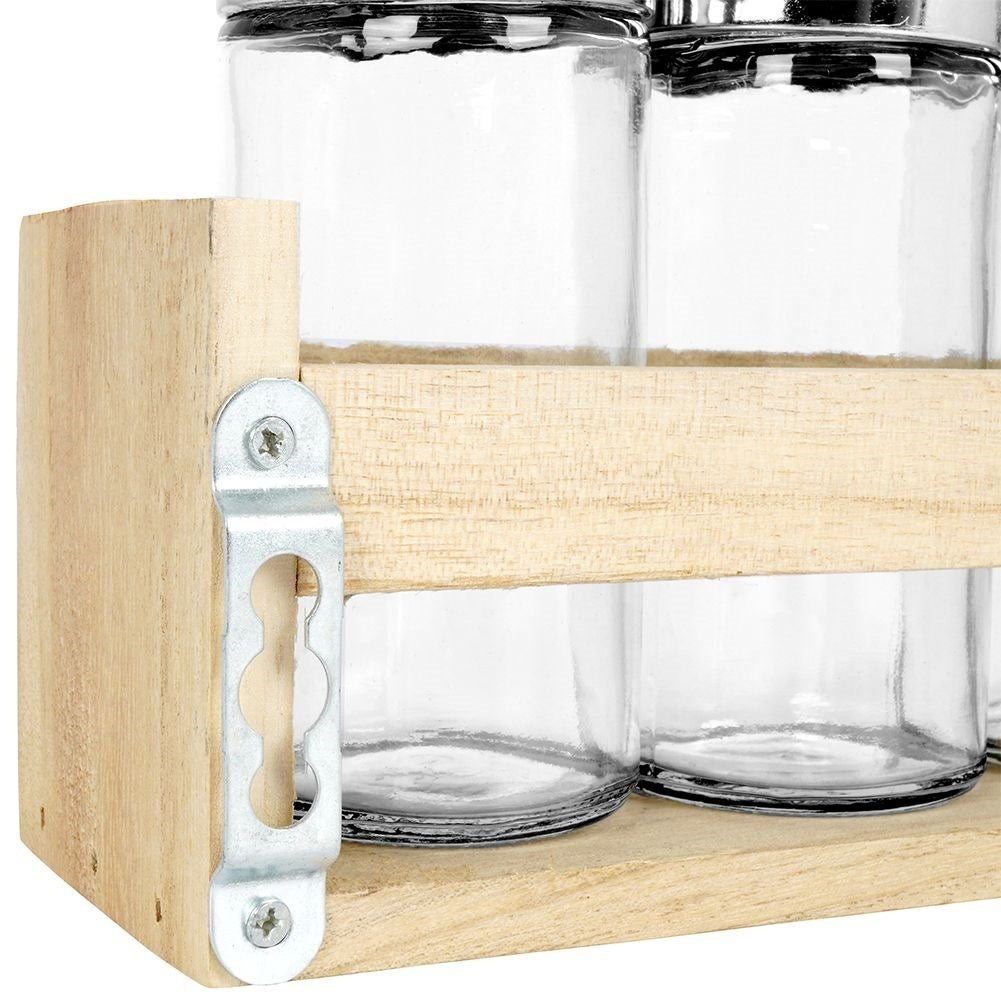 Spice Rack: Five Glass Containers in Wood for Perfect Organization