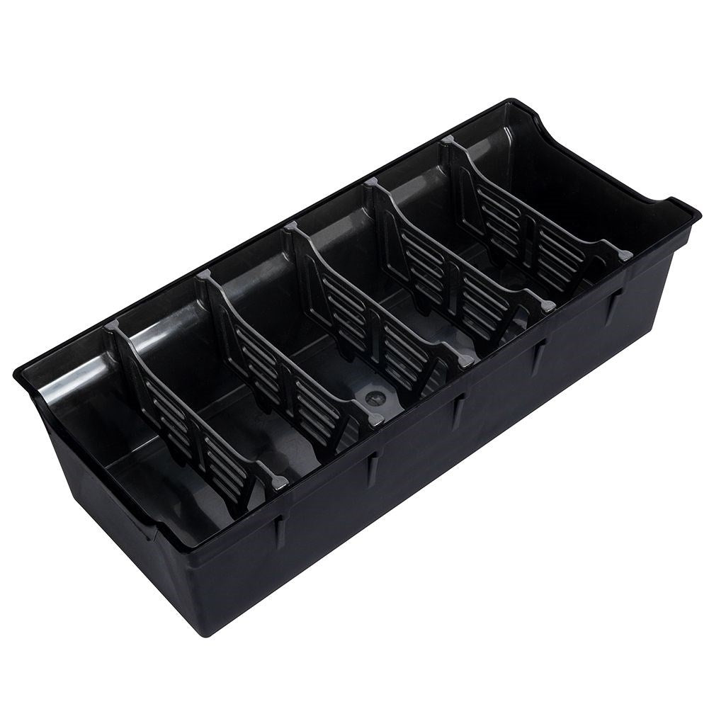 Spice bag storage: Black plastic, order in cabinets and drawers