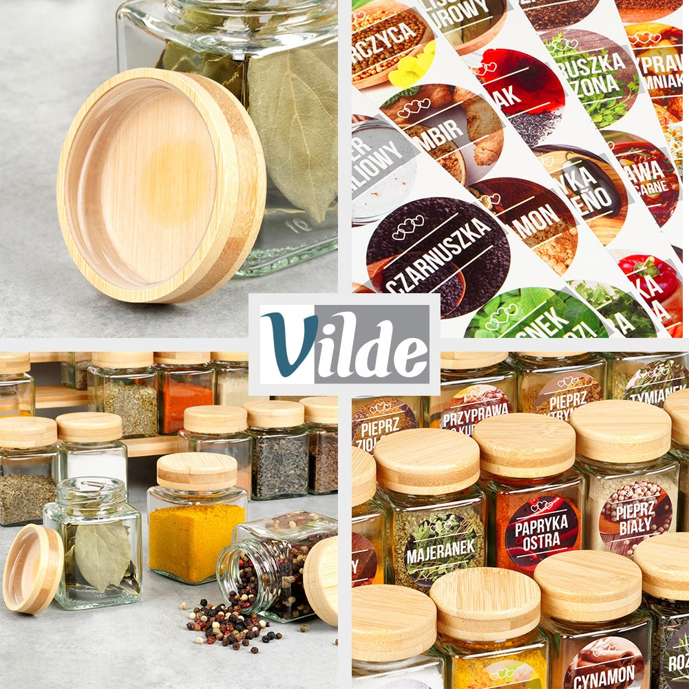 Spice container glass 100 ml 24 pcs + 90 stickers