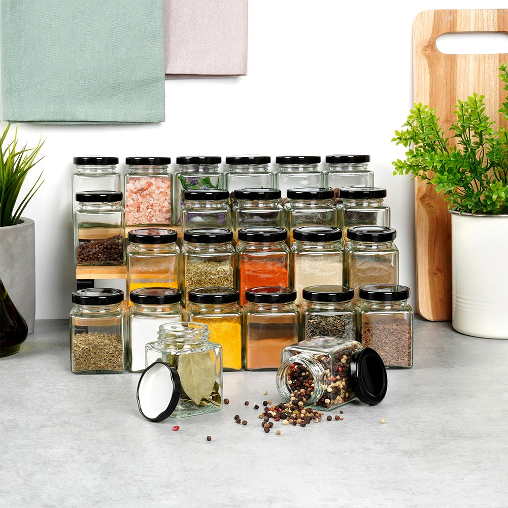 Spice container glass 100 ml 24 pcs + 90 stickers