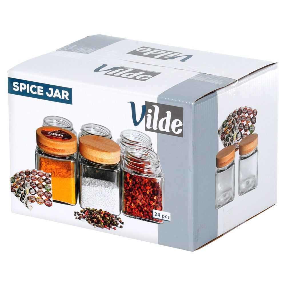 Spice container glass 100 ml 24 pcs + 90 stickers