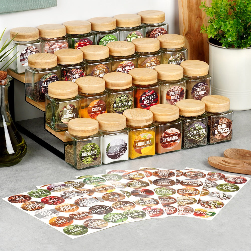 Spice container glass 100 ml 24 pcs + 90 stickers