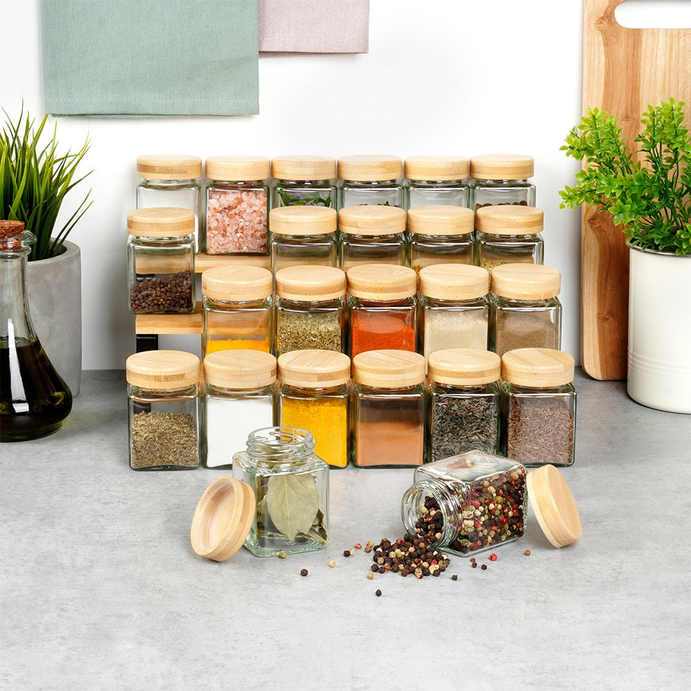 Spice container glass 100 ml 24 pcs + 90 stickers