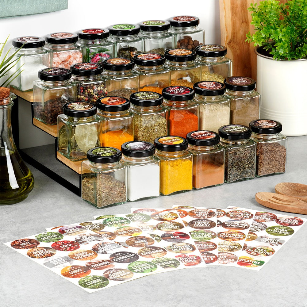 Spice container glass 100 ml 24 pcs + 90 stickers