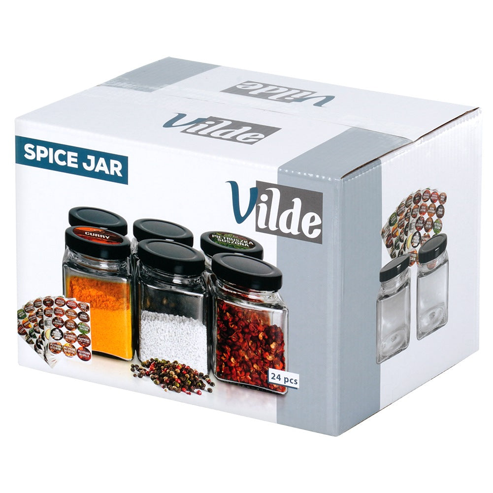 Spice container glass 100 ml 24 pcs + 90 stickers