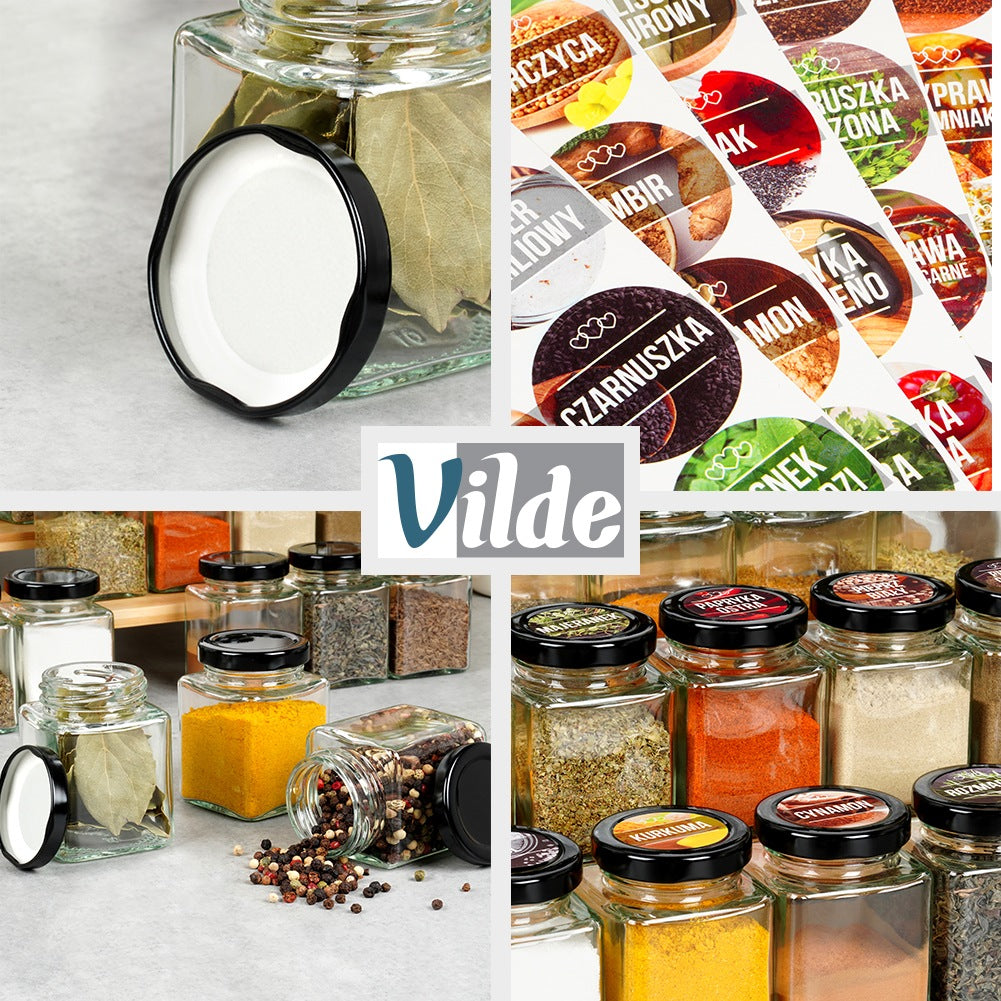 Spice container glass 100 ml 24 pcs + 90 stickers