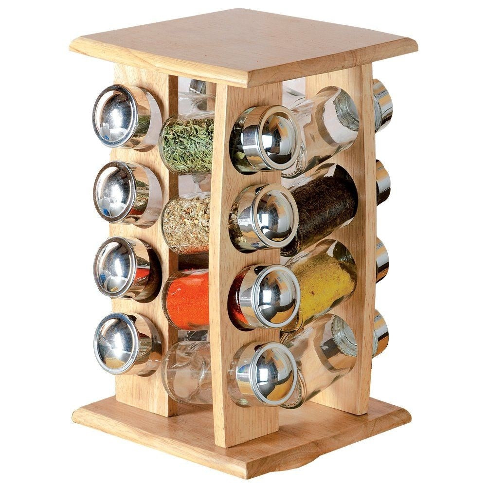 Spice set with rotating holder and 16 jars