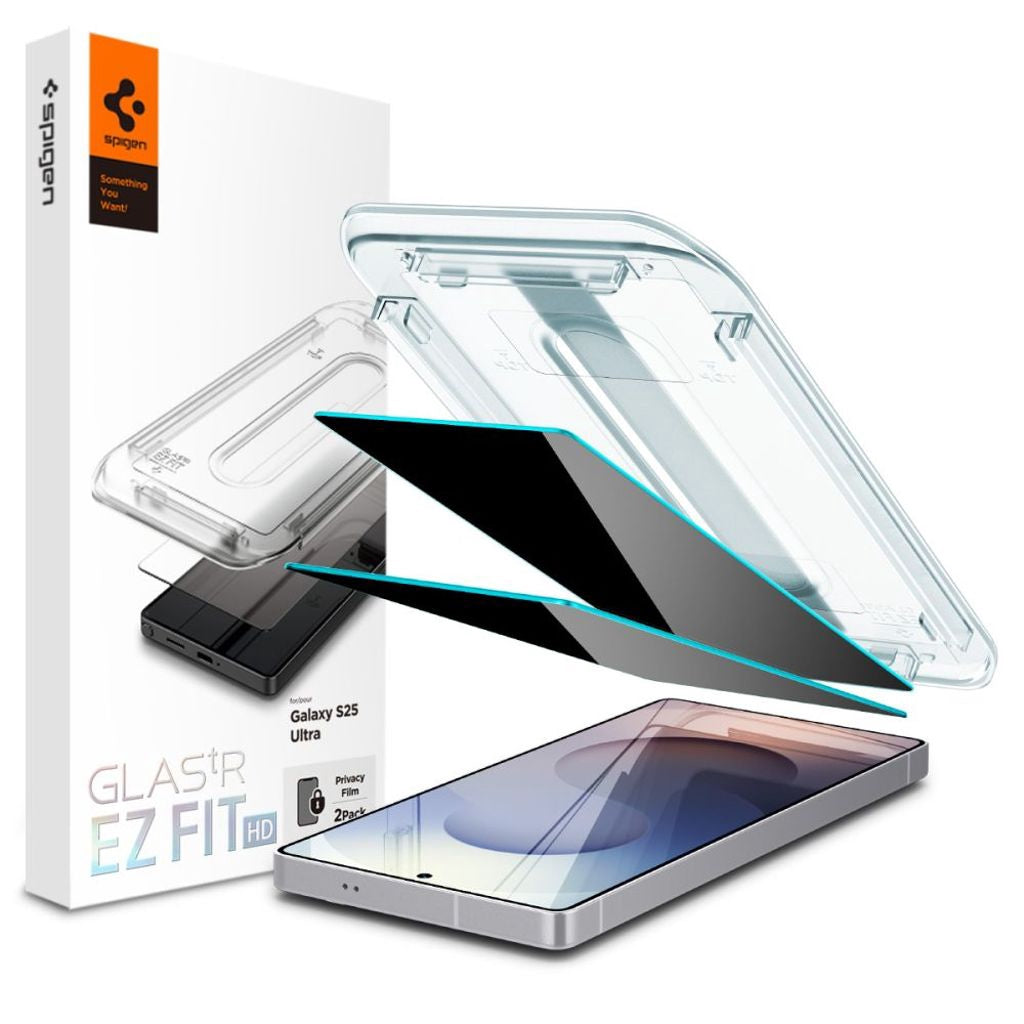 Spigen Glas.Tr Ez Fit Privacy 2-pack skärmskydd för Samsung Galaxy S25 Ultra