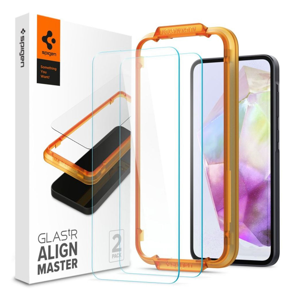 Spigen Glass Tr Alignmaster 2-pack skärmskydd för Samsung Galaxy A35