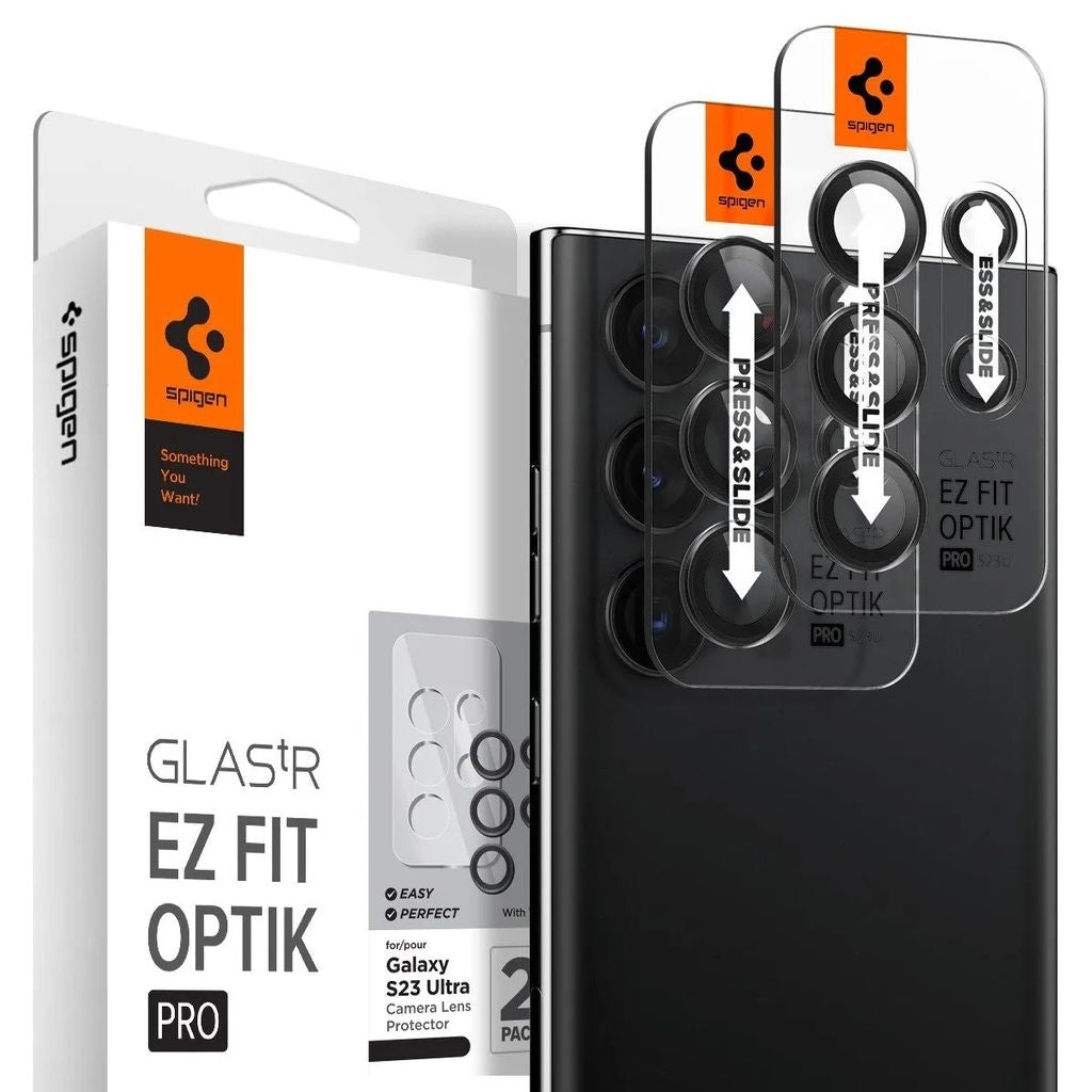 Spigen Samsung Galaxy S23 Ultra Optik.Tr - Ez Fit - Lens Cover, 2-Pack - Black
