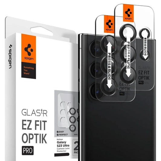 Spigen Samsung Galaxy S23 Ultra Optik.Tr - Ez Fit - Lens Cover, 2-Pack - Black