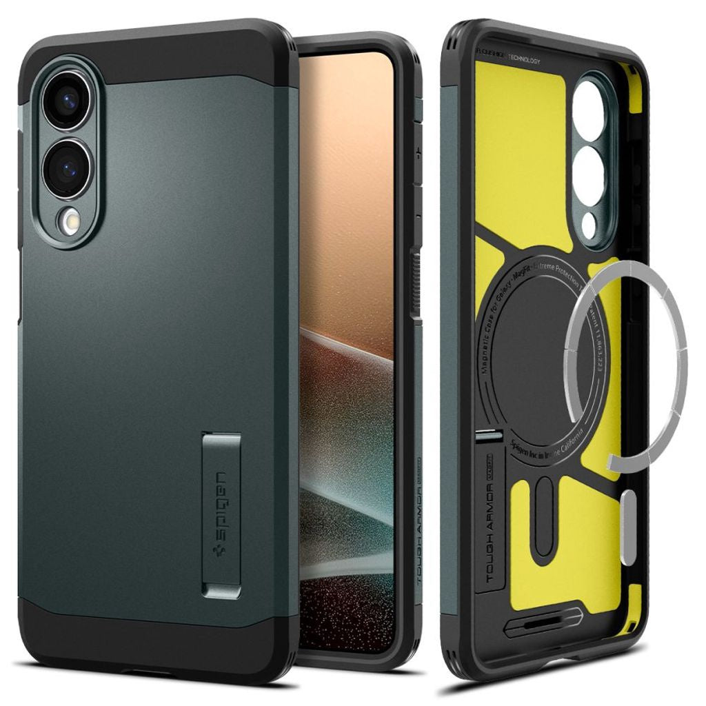 Spigen Tough Armor Magsafe-skal till Samsung Galaxy S25 Edge - Grön/Svart