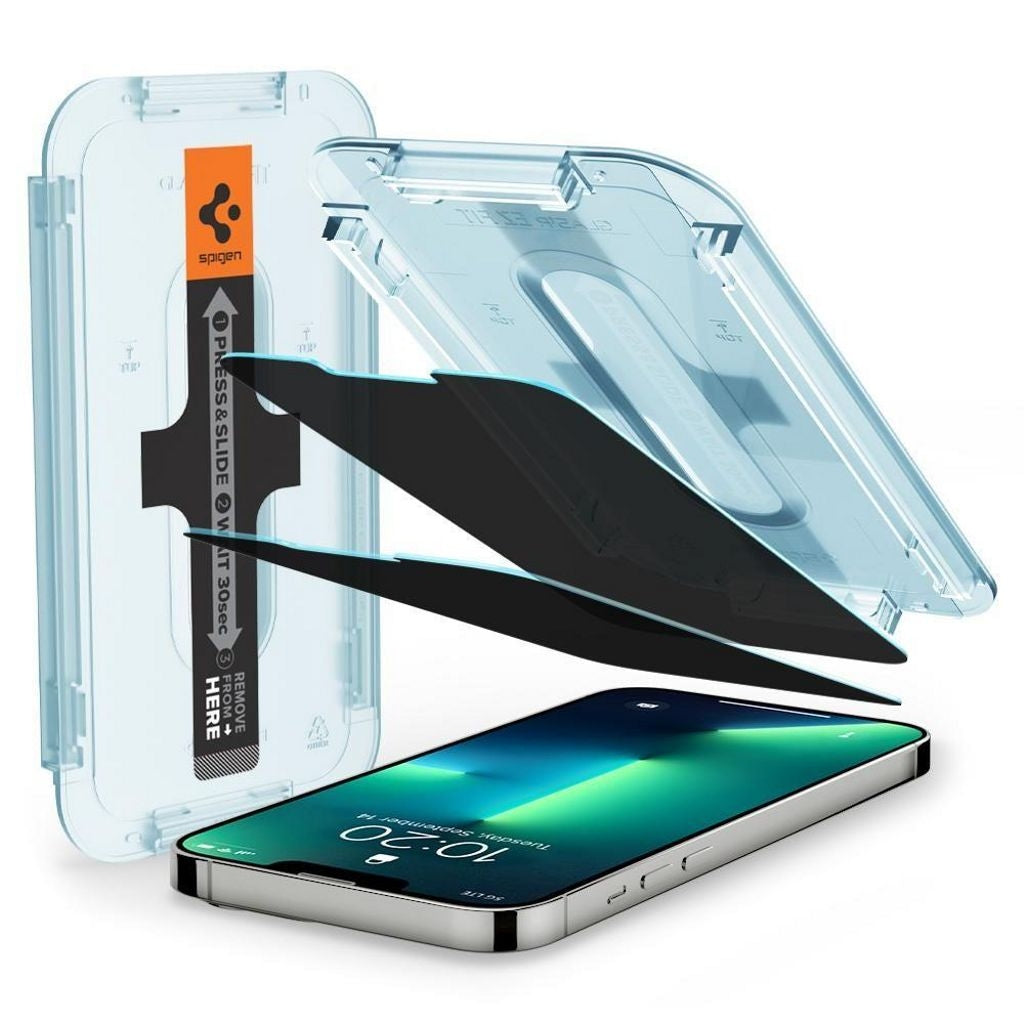 Spigen iPhone 13/ 13 Pro Tempered Glass Privacy screen protector Glas.Tr "Ez Fit", 2-pack