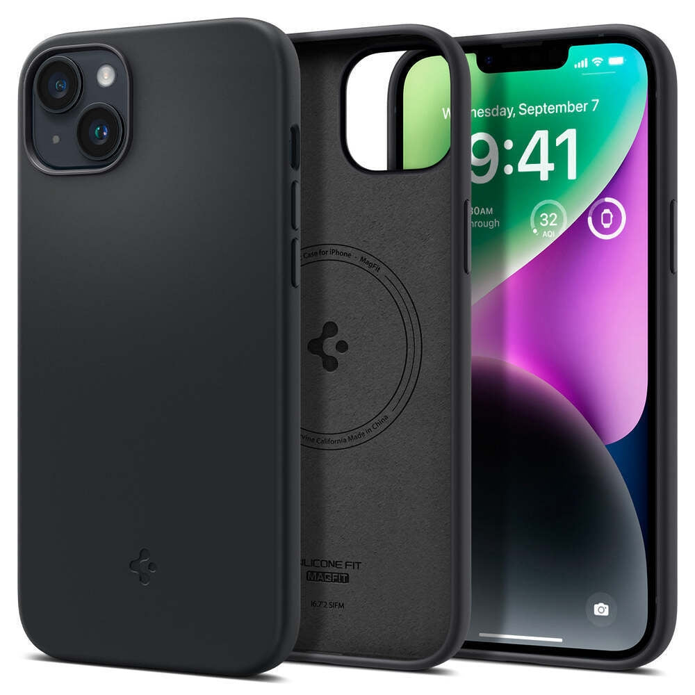 Spigen iPhone 14 Plus Silicone Fit Mag Magsafe Cover - Black