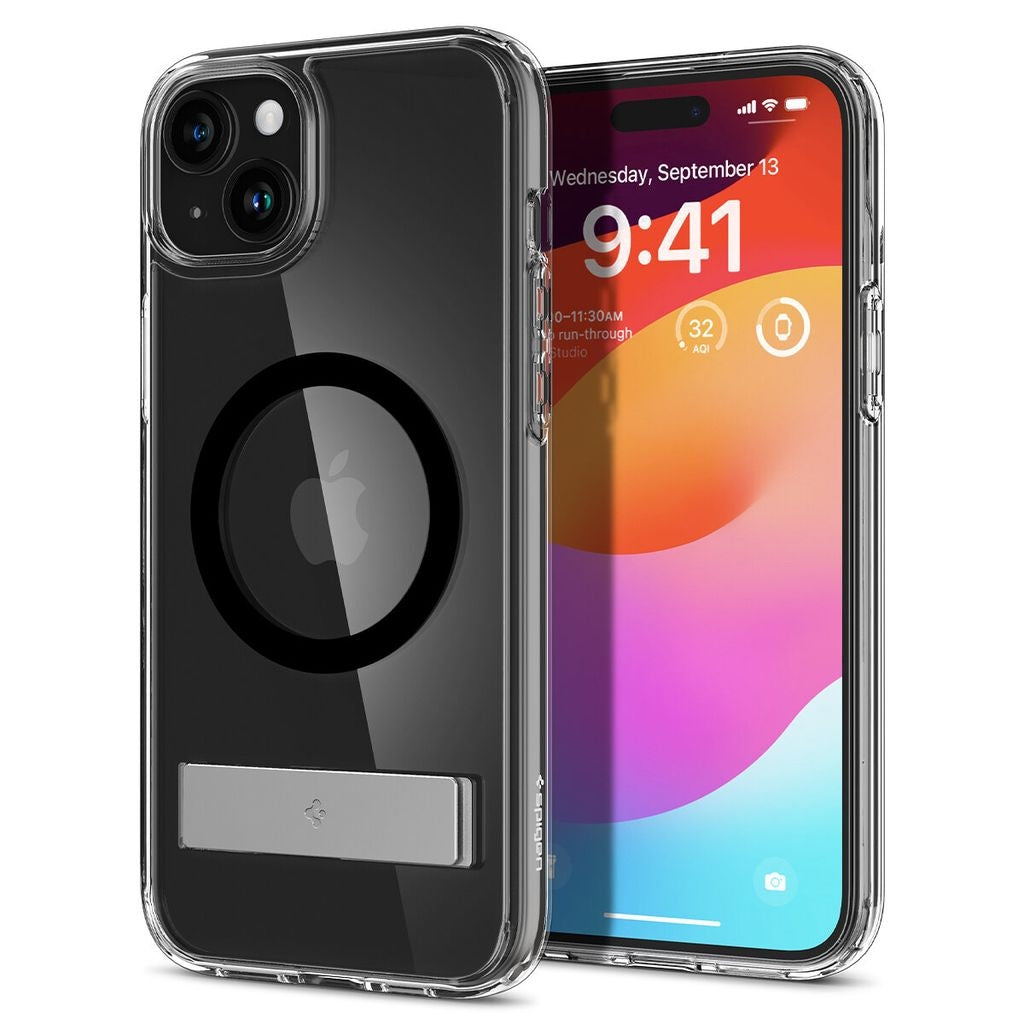 Spigen iPhone 15 Plus Ultra Hybrid Cover S Magsafe Cover With Stand - Black