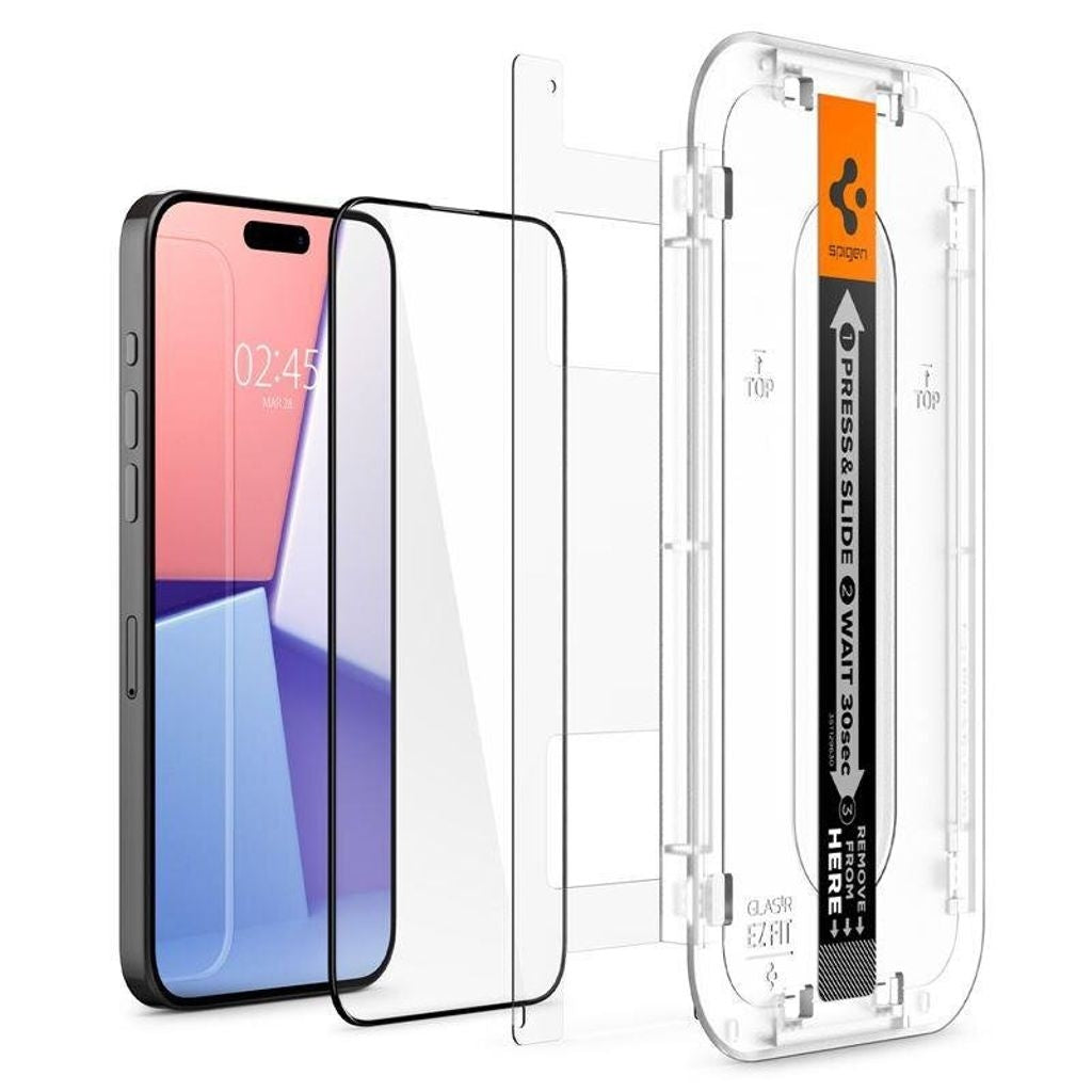 Spigen iPhone 15 Pro Max Glas.Tr "Ez Fit" Screen Protector Tempered Glass, 2-Pack - Black