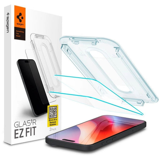 Spigen iPhone 16 Pro Glas.tR EZ Fit Tempered Glass Screen Protector, 2-Pack