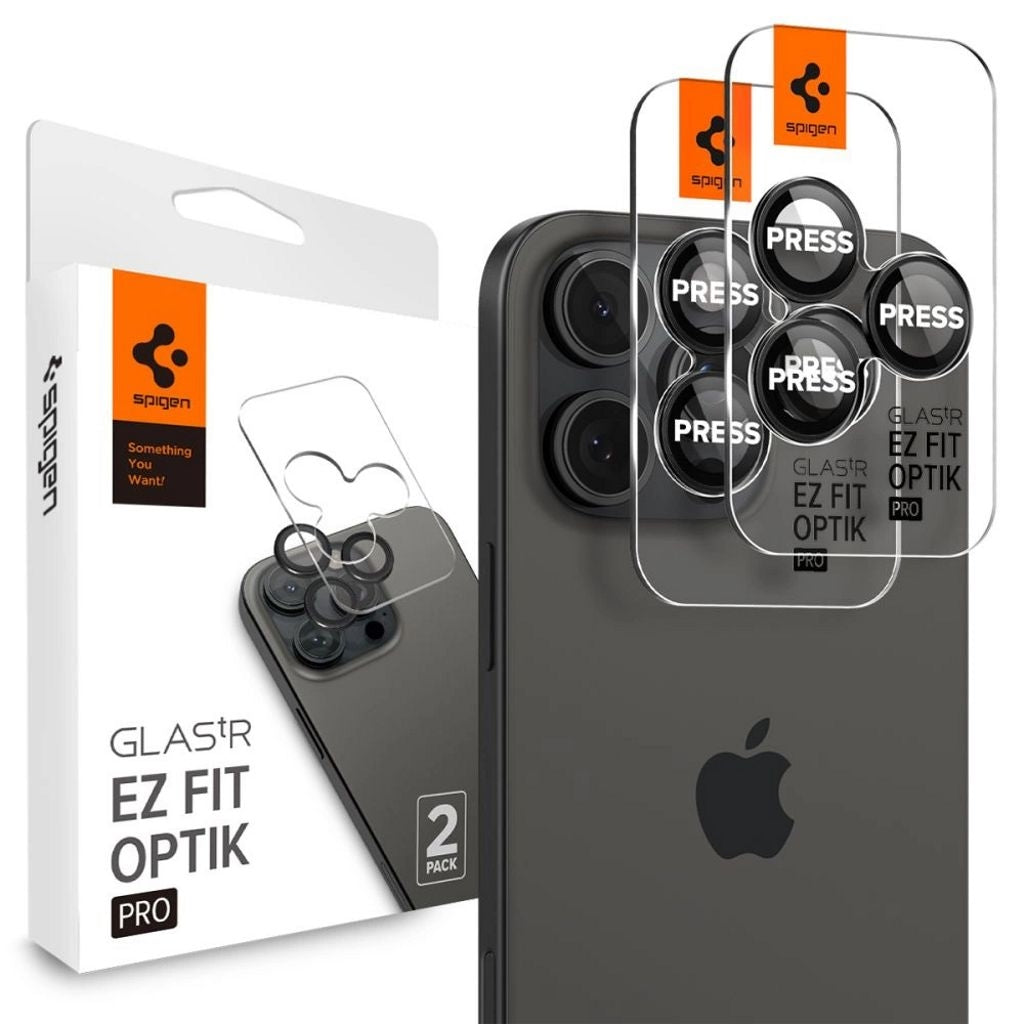 Spigen iPhone 17 Pro/Pro Max Glas.tR EZ Fit Optik Pro Lens Protector, 2-pack - Black