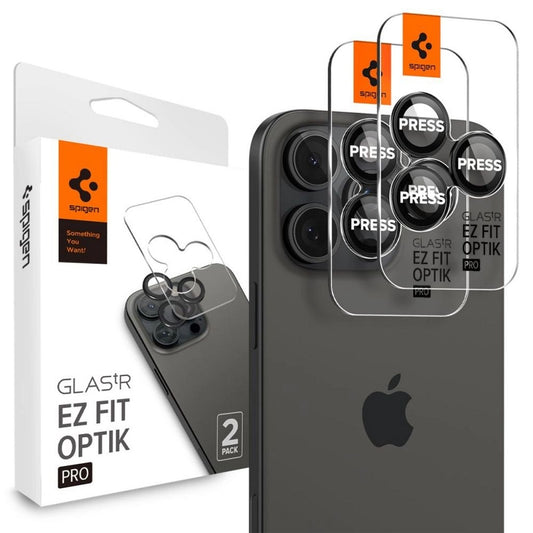 Spigen iPhone 17 Pro/Pro Max Glas.tR EZ Fit Optik Pro Lens Protector, 2-pack - Black