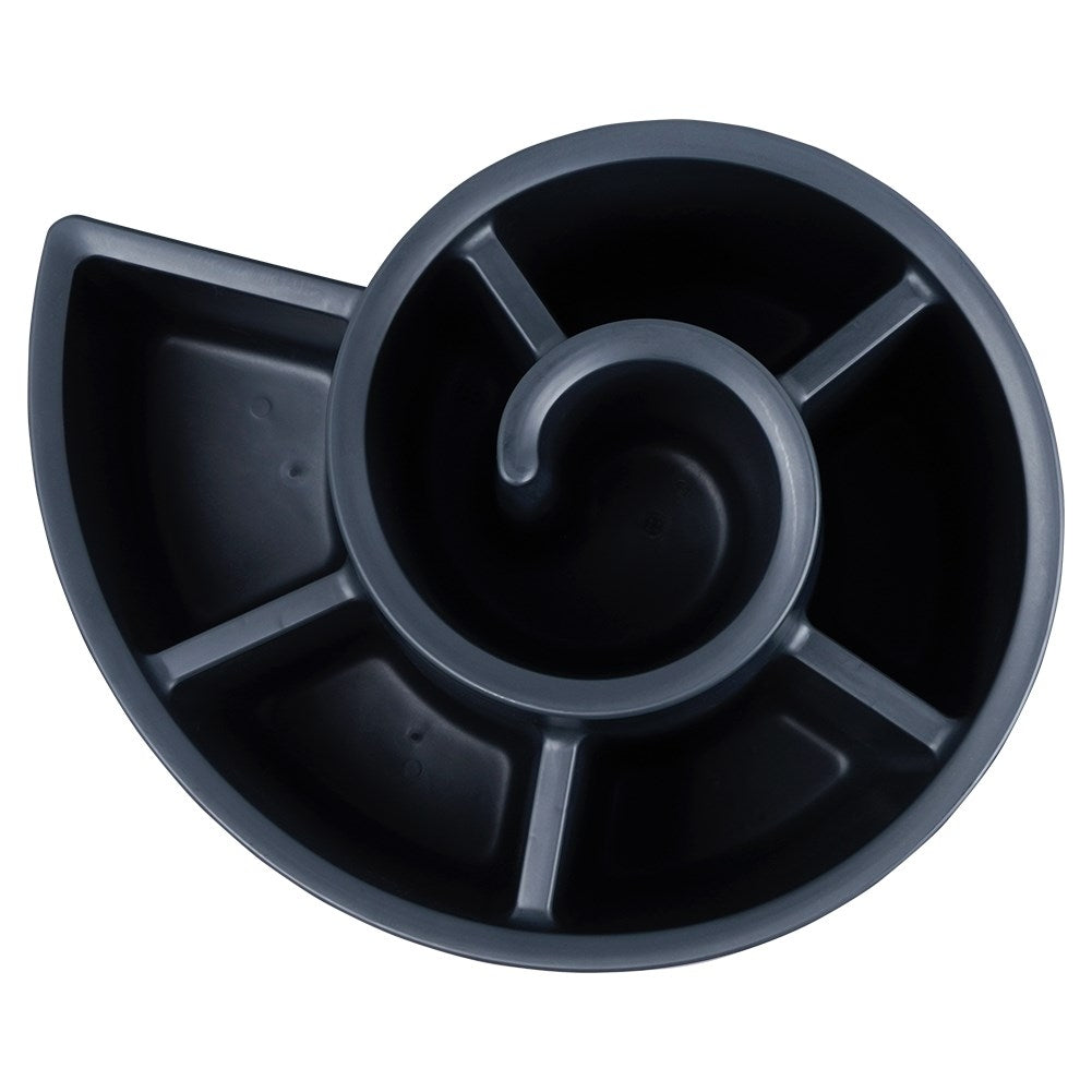 Spiral-shaped plant cascade in black plastic for garden