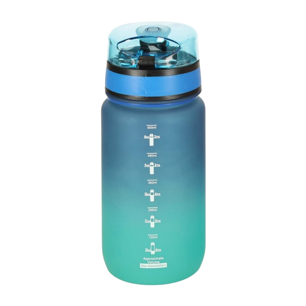 Sports Water Bottle with Straw, Handle, 600ml, Blue-Green