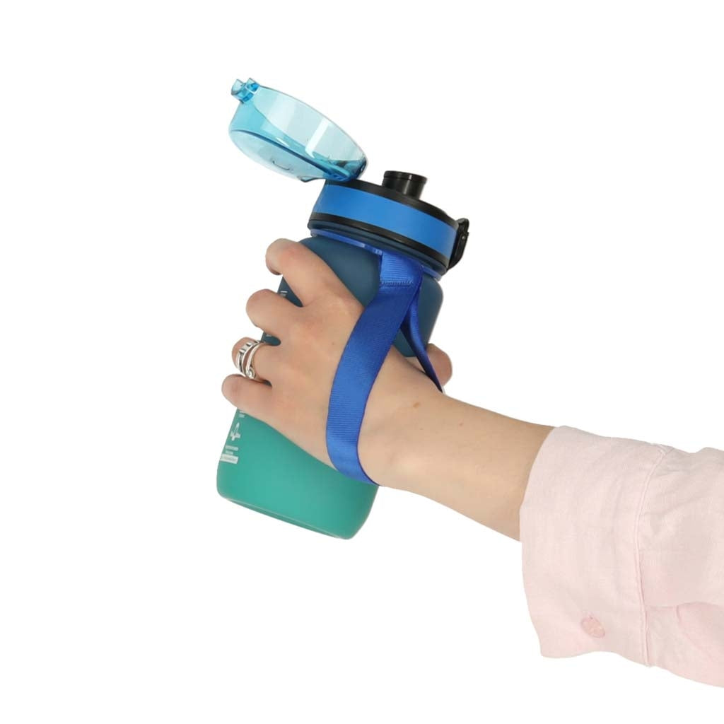 Sports Water Bottle with Straw, Handle, 600ml, Blue-Green