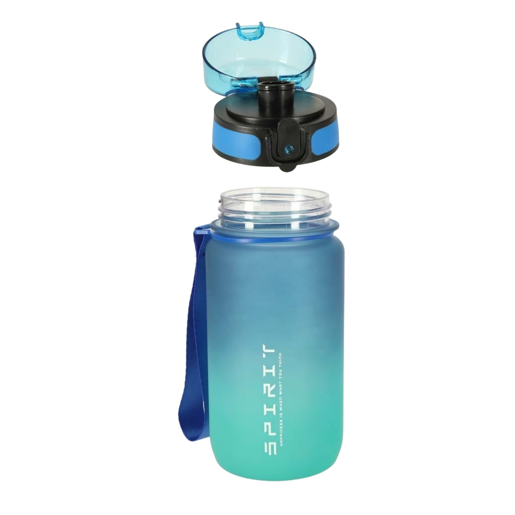 Sports Water Bottle with Straw, Handle, 600ml, Blue-Green