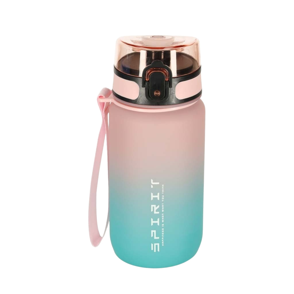 Sports Water Bottle with Straw, Handle, 600ml, Pink-Blue