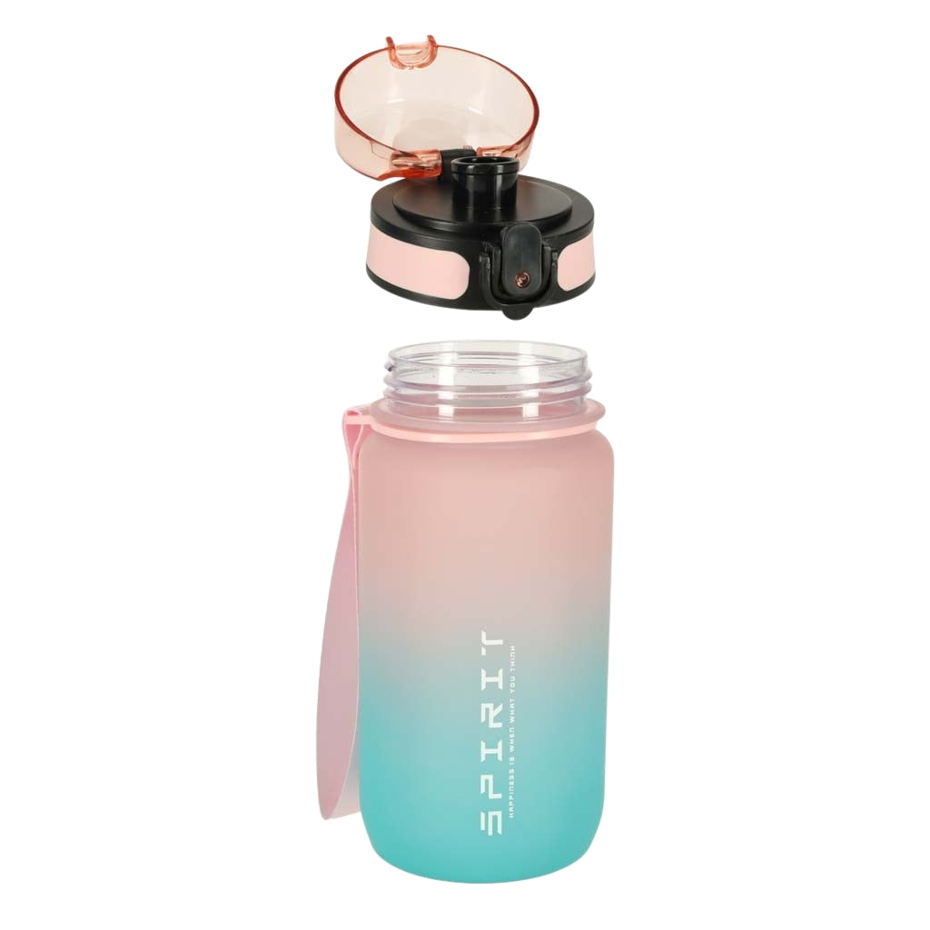 Sports Water Bottle with Straw, Handle, 600ml, Pink-Blue