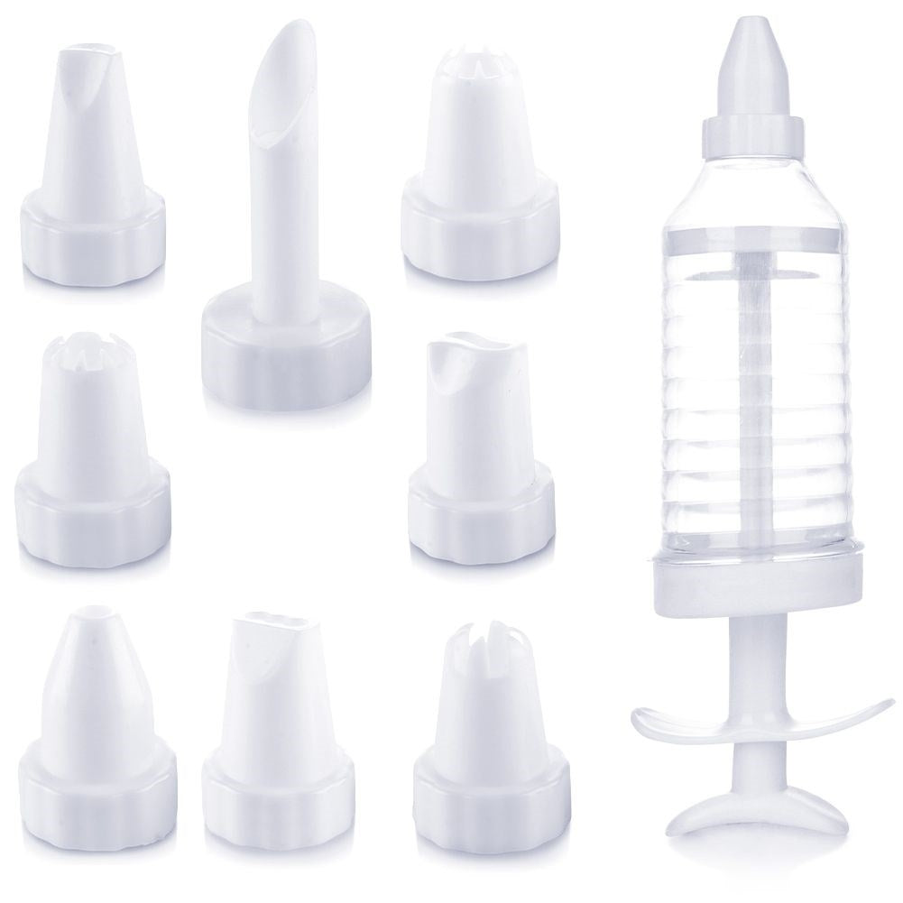 Sprayer with replaceable nozzles for decoration and filling