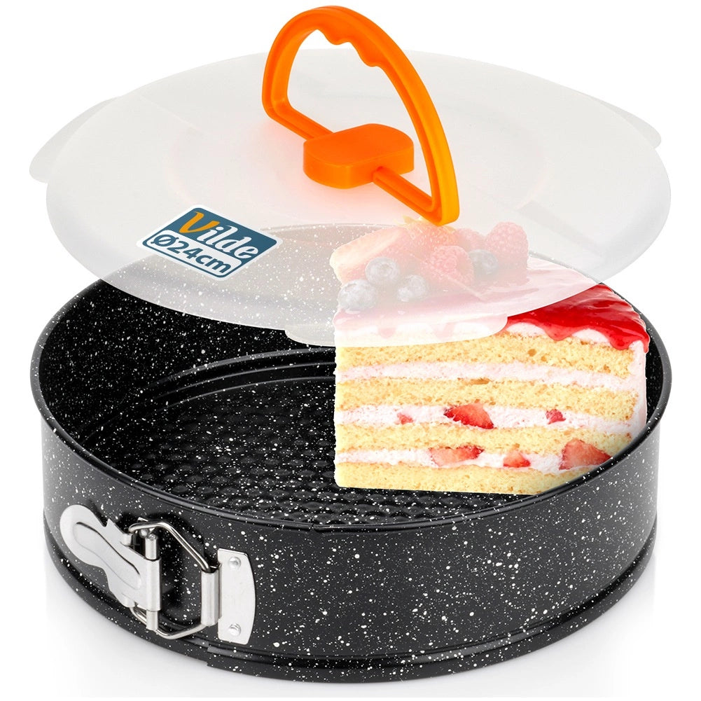 Springform Cake Pan, Granite Coated, 24 cm with Lid
