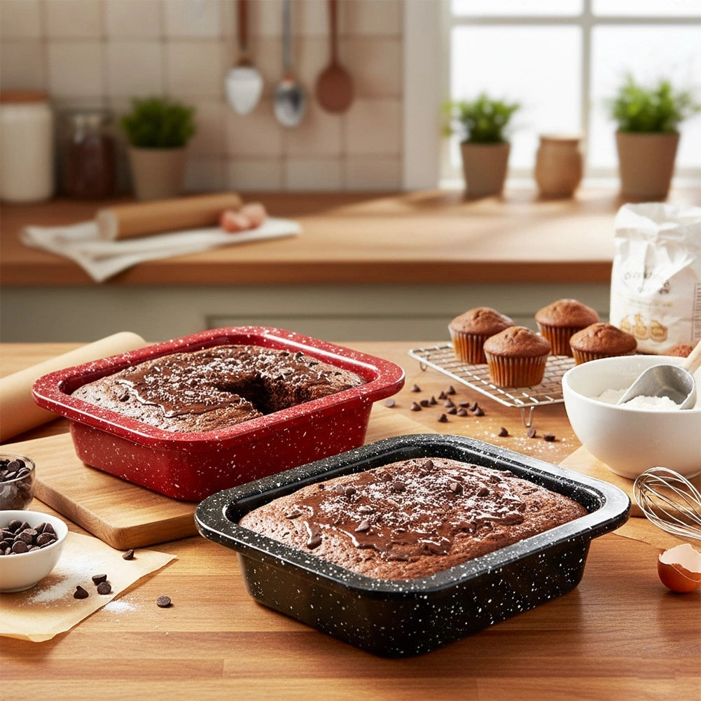 Square Baking Pans, Granite Non-Stick, 12x12 cm, 2-Pack