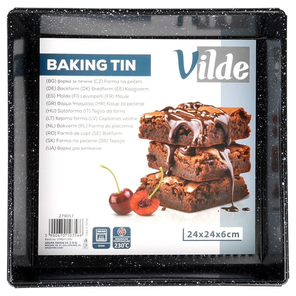 Square Carbon Steel Baking Pan, Non-Stick, 24x24x6 cm