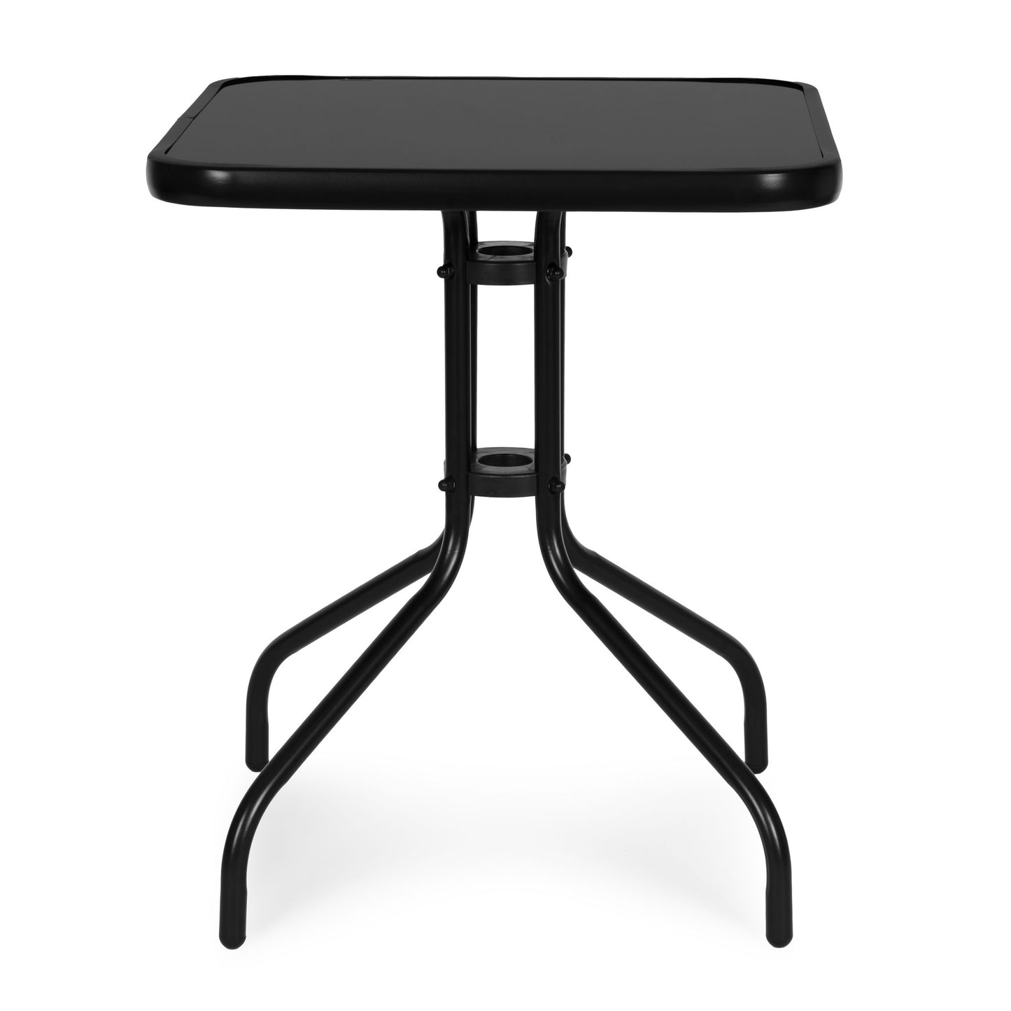 Square Garden Table 60x60 cm, Tempered Glass, Black