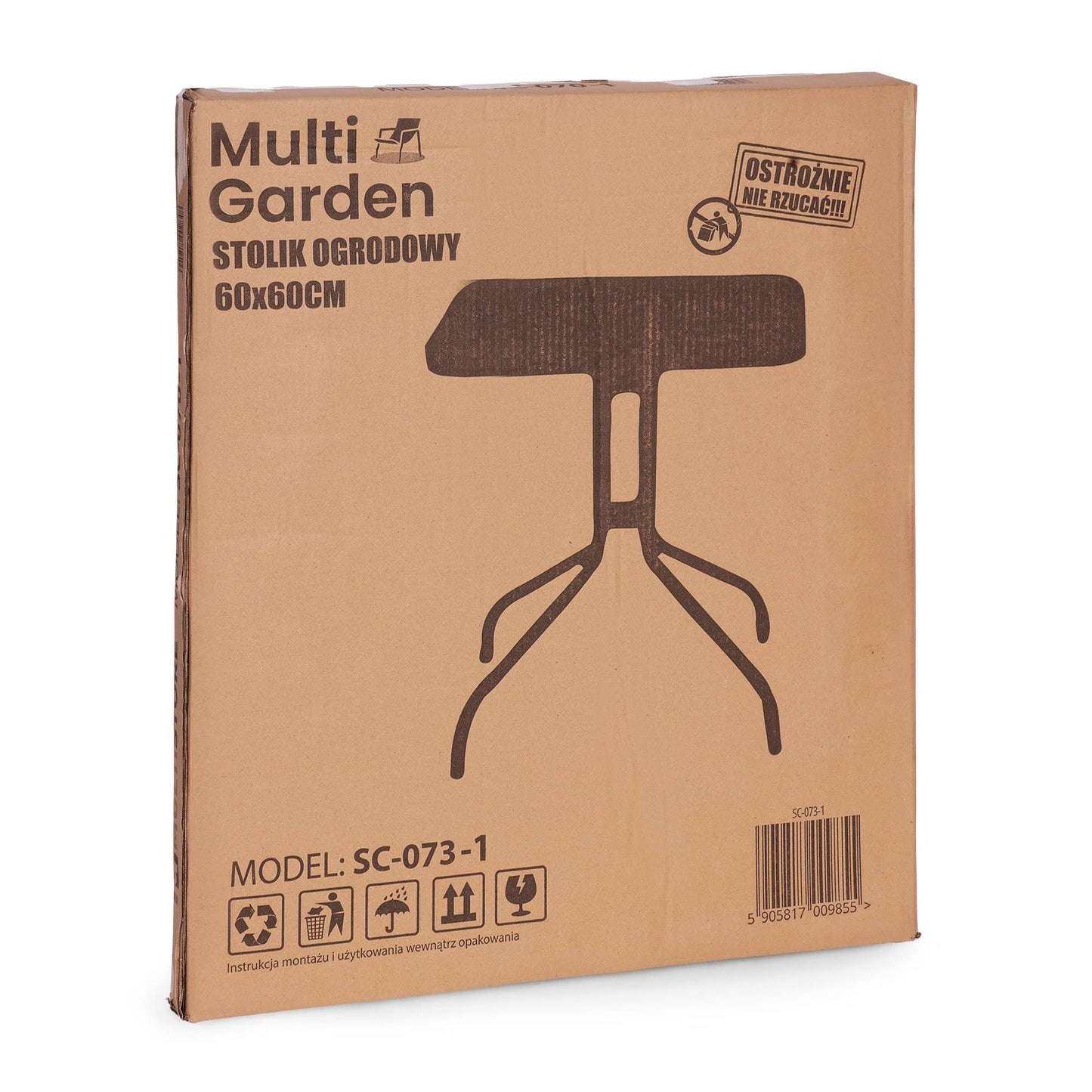 Square Garden Table 60x60 cm, Tempered Glass, Black