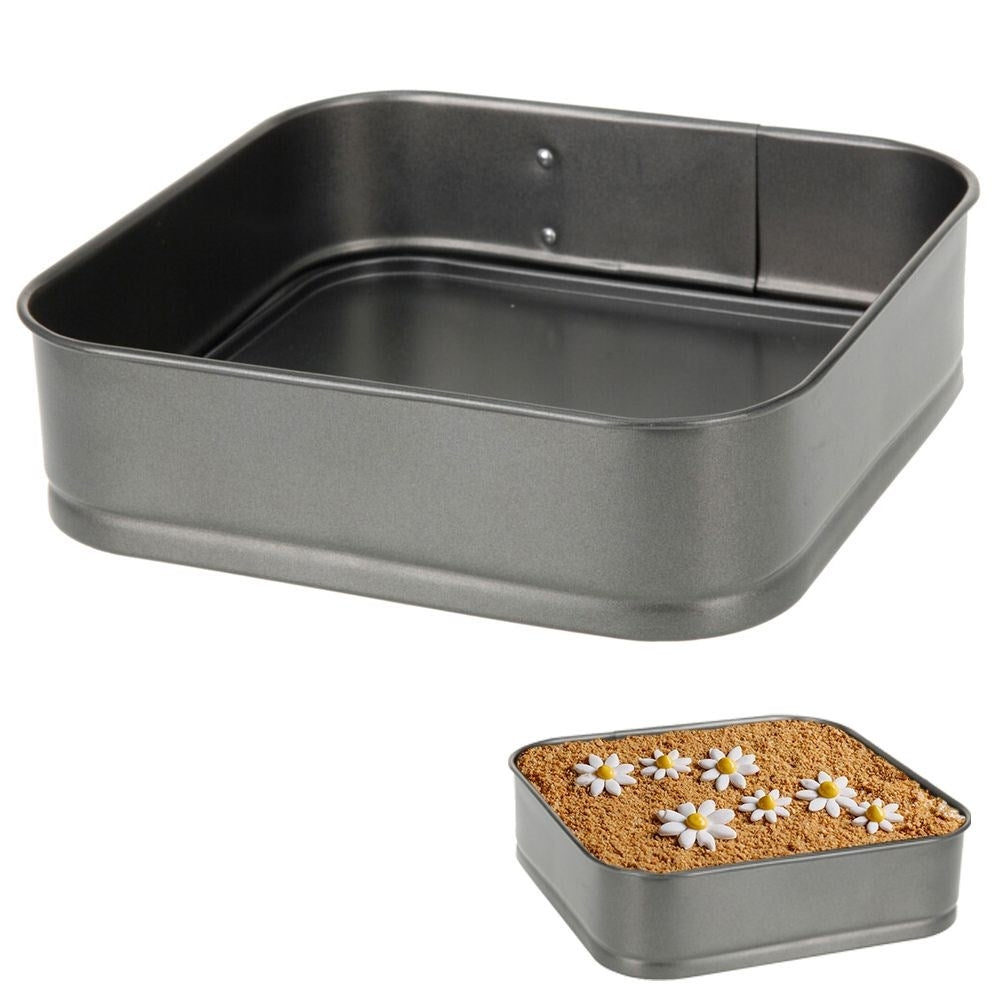 Square baking form with non-stick and removable edges