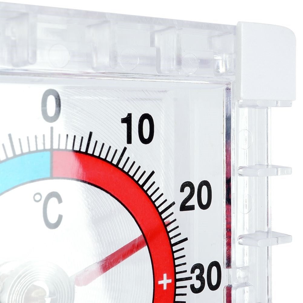 Square bimetallic thermometer for windows, -50°C to +50°C