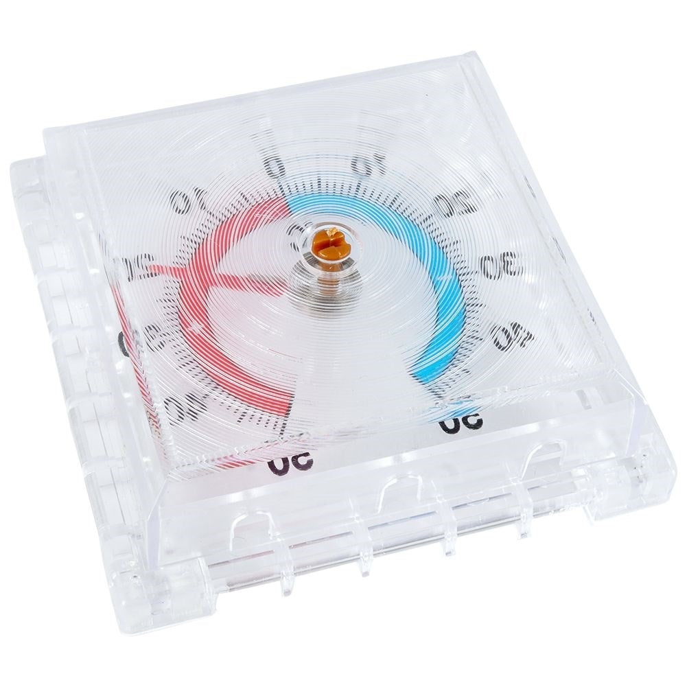 Square bimetallic thermometer for windows, -50°C to +50°C