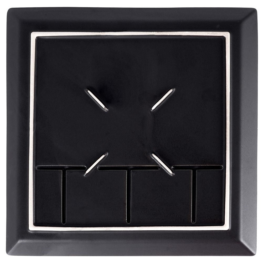 Square black porcelain tray with five sections for snacks
