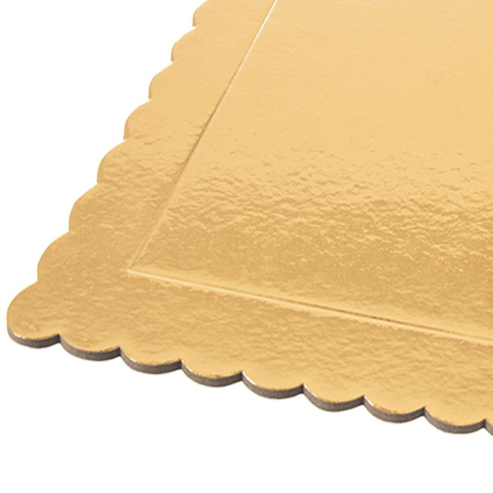 Square cake tray 34x34 cm, ribbed edges, gold foil