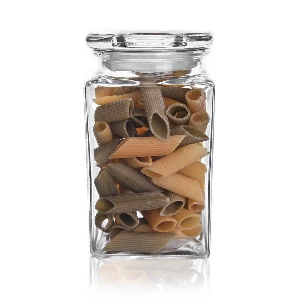 Square glass container with tight lid for storage