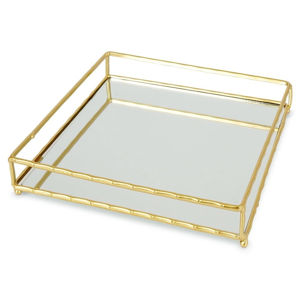 Square gold mirror tray 25.5x25.5 cm for candles