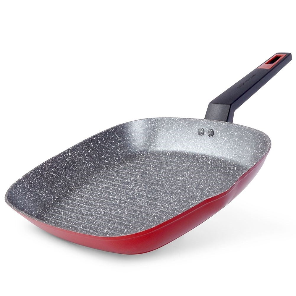 Square grill pan with 5-layer non-stick granite coating