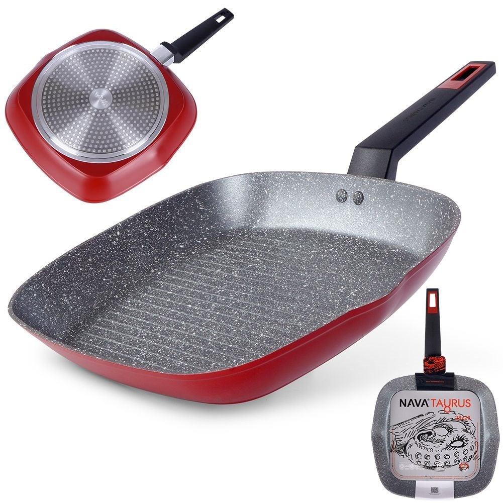 Square grill pan with 5-layer non-stick granite coating